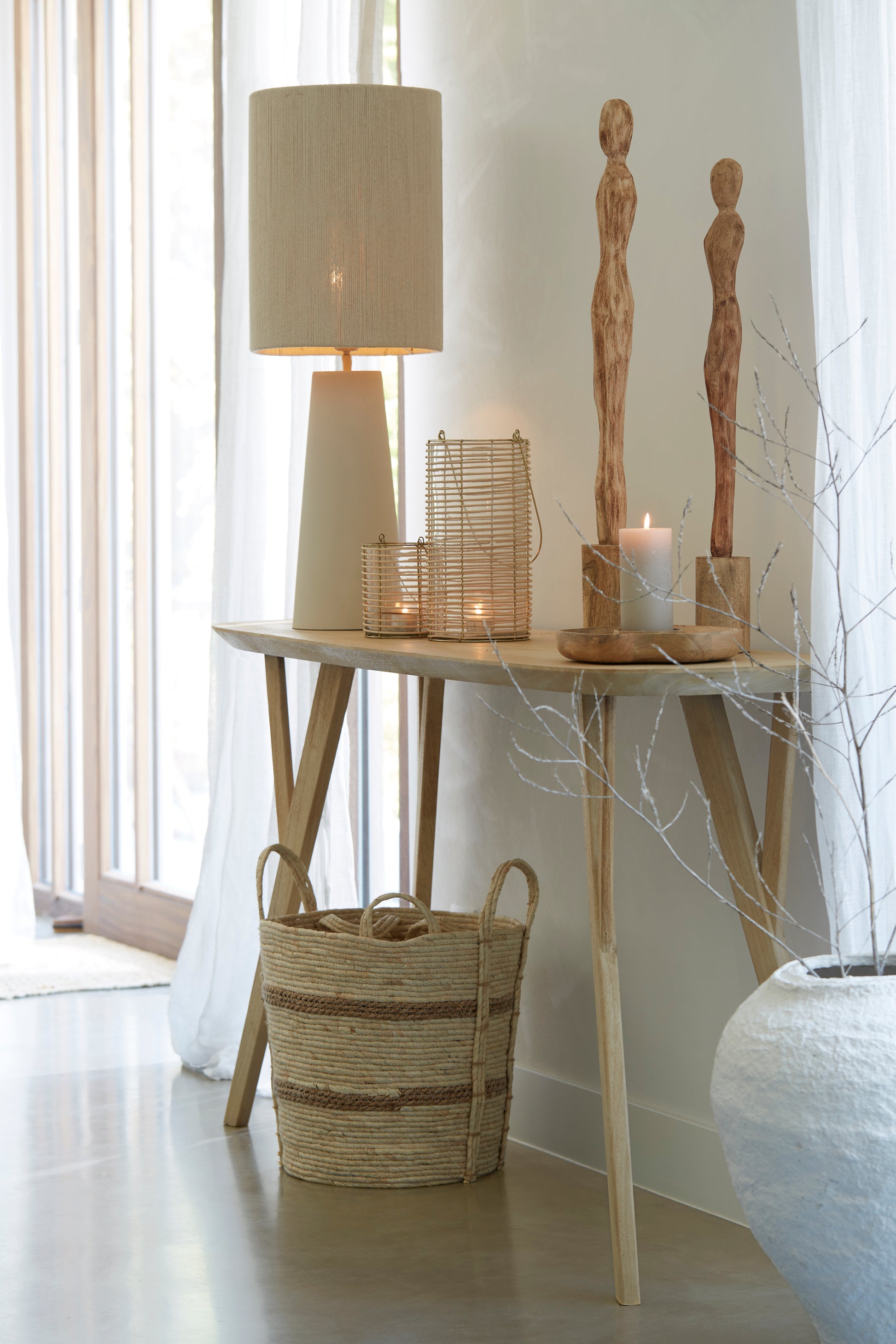 Abat-jour cylindre 30-30-40 cm MEDAN crème