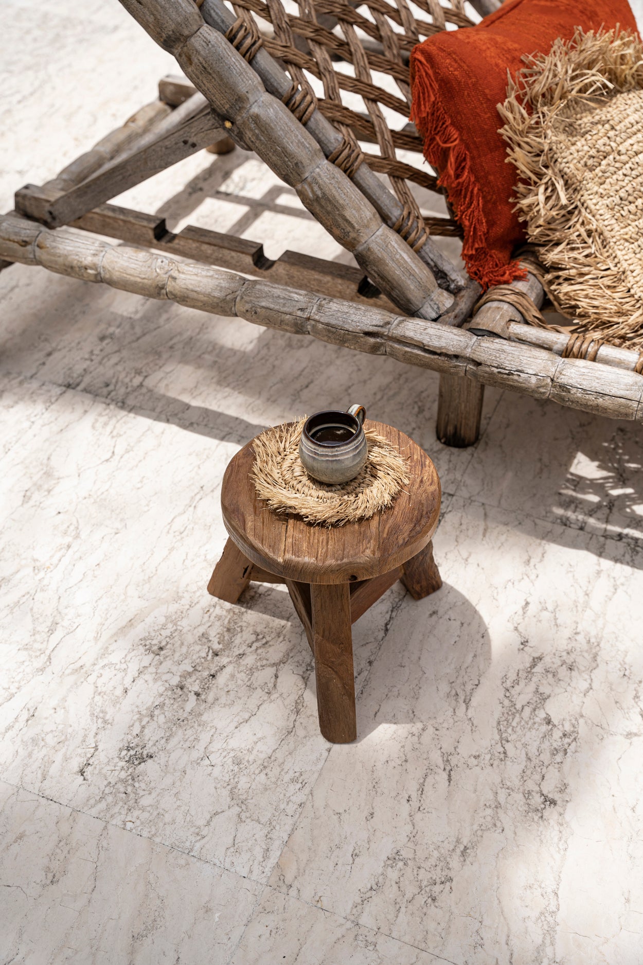 Le Sous-verre en raphia à franges – Naturel