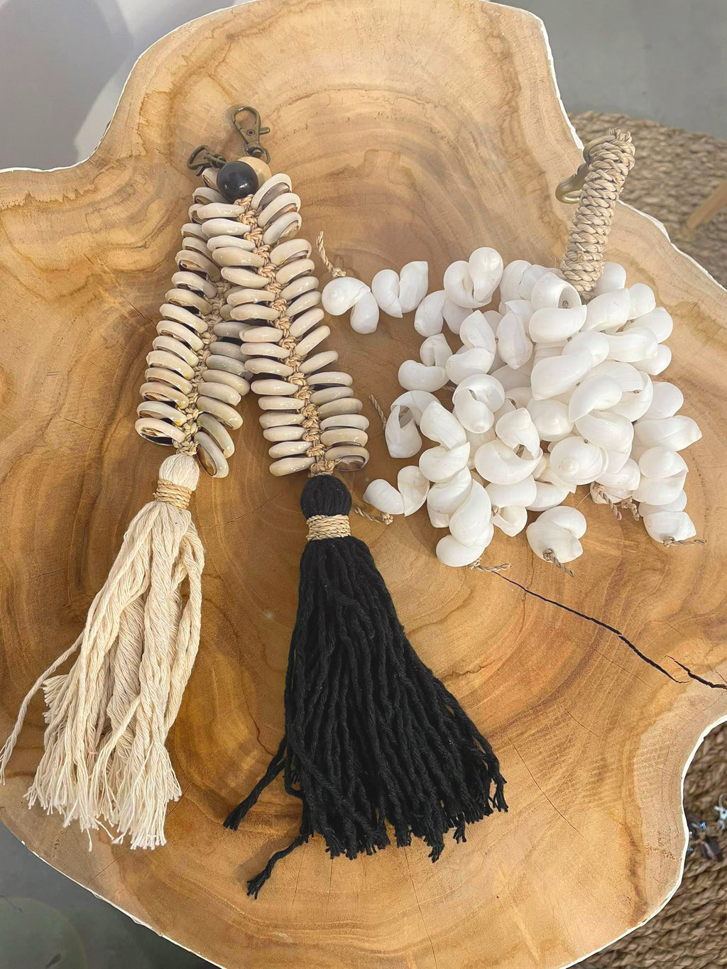 Le Porte-clés Macrame Fishbone - Crème