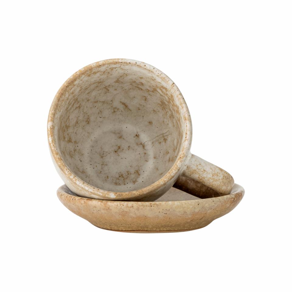 Brenta Tasse avec soucoupe - Nature (Lot de 4)